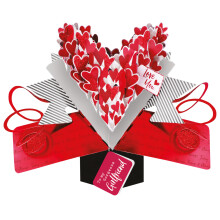 Love Hearts Gorgeous Girlfriend Pop Up Card Valentine's, Birthday, Any Occasion