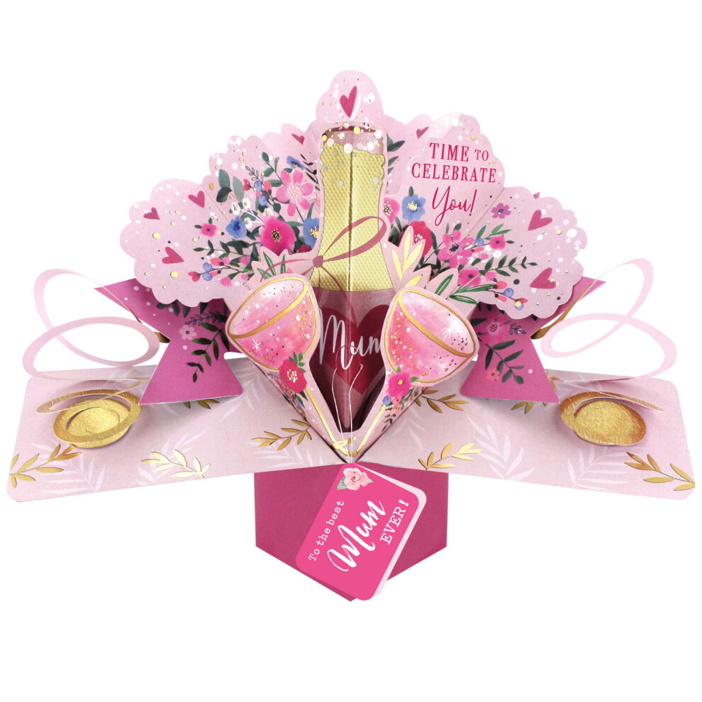 Best Mum Time To Celebrate Mum Pop Up Card Mother's Day, Birthday, Any Occasion