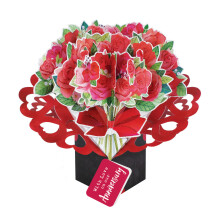 Pop Up Bouquet Of Roses With Love On Our Anniversary Pop Up Card 3D Cards