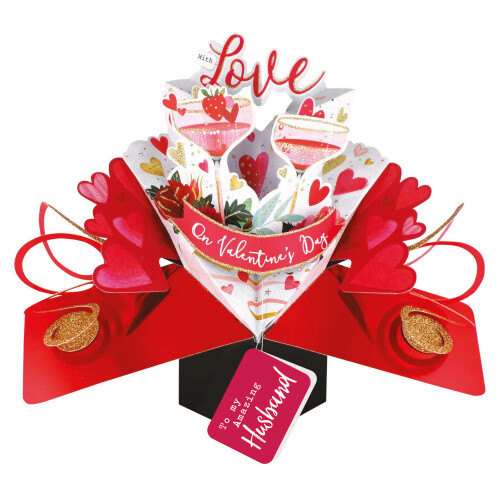 With Love To My Amazing Husband Valentines Pop Up Card 3d Greeting Cards On Onbuy