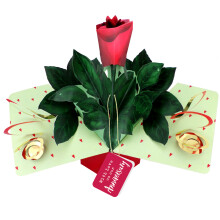 Pop Up Red Rose With Love On Our Anniversary Greeting Card 3D Paper Flower Cards