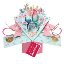 Love Birds With Love On Our Anniversary Pop Up Card 3D Romantic Greeting Cards