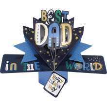Happy Father's Day Best Dad In The World Pop Up Greeting Card 3D Pop-Up Cards