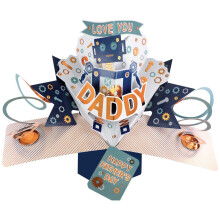 Pop Up Father's Day Card Love You Daddy Robot Greeting Card 3D Pop-Up Cards