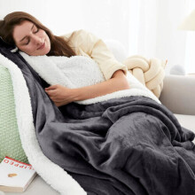 (GREY, Single) SHERPA FLEECE BLANKETS THICK BLANKET SOFT WARM PLUSH THROW