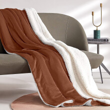 (CAMLE, Double) SHERPA FLEECE BLANKETS THICK BLANKET SOFT WARM PLUSH THROW