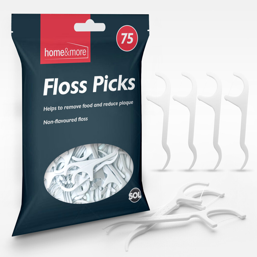 75pk Dental Floss Sticks | Tooth Floss Teeth Picks |  Plaque Remover