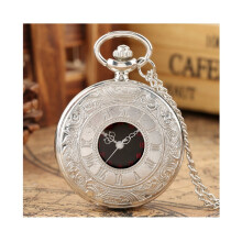 (Silver) Elegant Pocket Watch Wedding Groom High Quality Time Quartz Clear Display