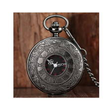 (Black) Elegant Pocket Watch Wedding Groom High Quality Time Quartz Clear Display