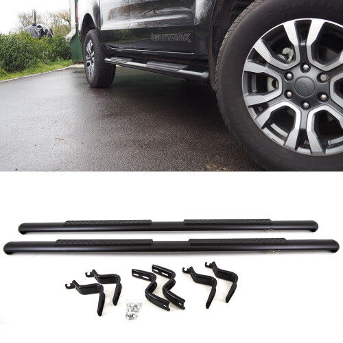 Ford Ranger T6 2011-On 4'' Oval Running Boards Side Steps Black