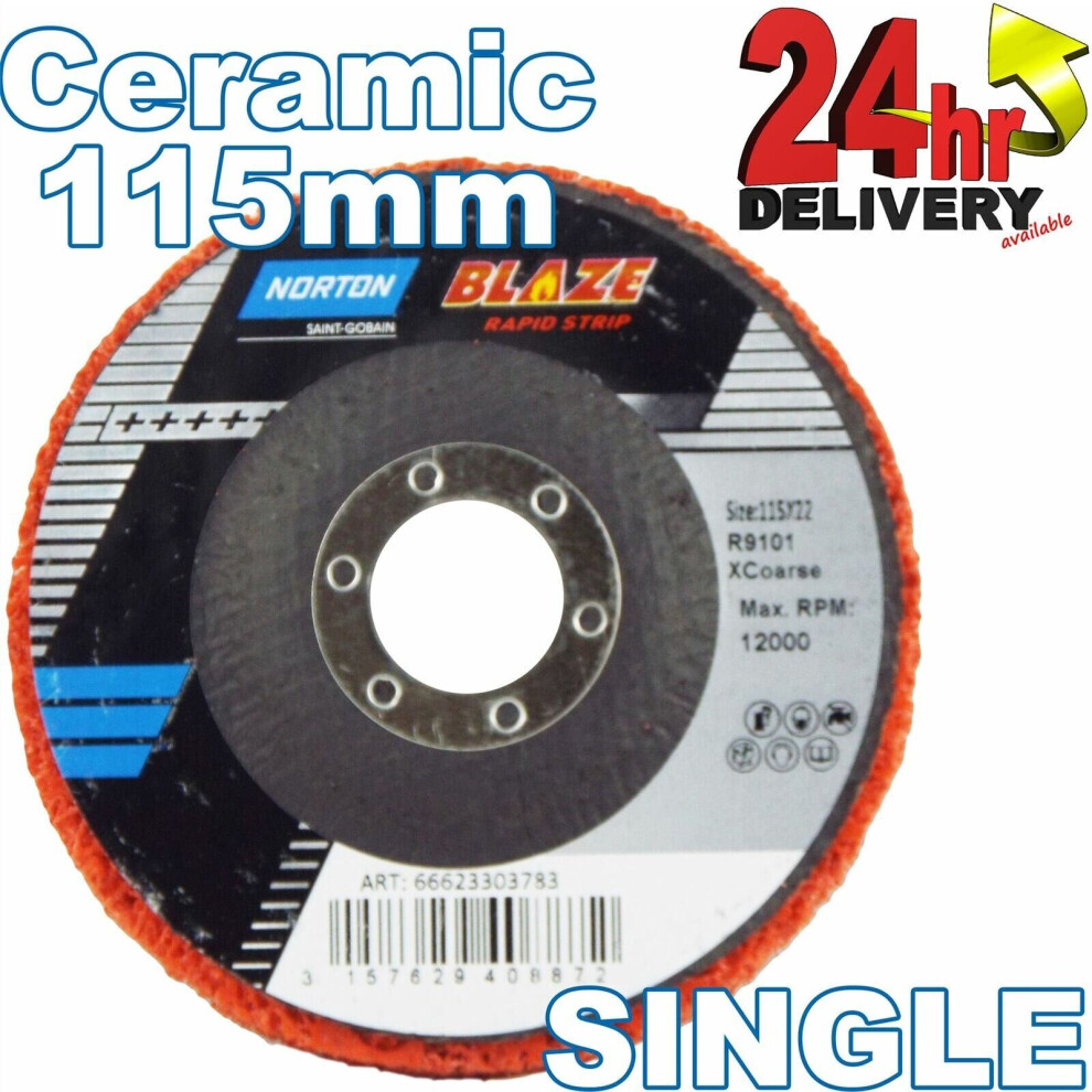 Norton Blaze Rapid Strip Quick Change Coarse Stripping Disc 115x22mm Ceramic SG