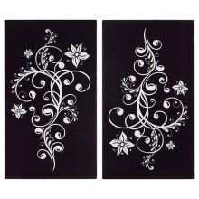 (Black) GEEZY Set of 2 Glass Cutting Chopping Board Hob Cover Induction Ceramic Worktop Saver