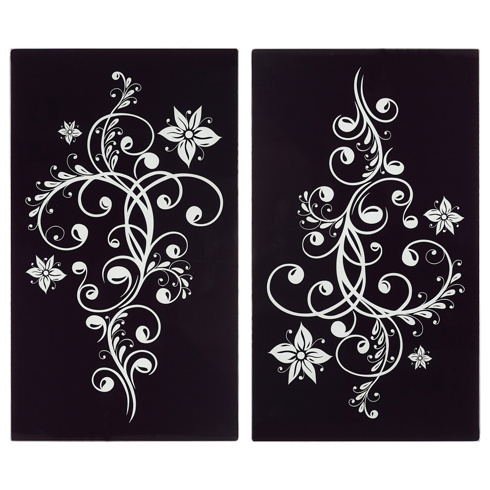 (Black) GEEZY Set of 2 Glass Chopping Cutting Board Induction Ceramic Hob Cover Worktop Saver