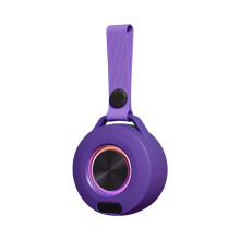 (Purple) Mini Bluetooth Speaker Waterproof Stereo Subwoofer With Colored Light For Outdoor