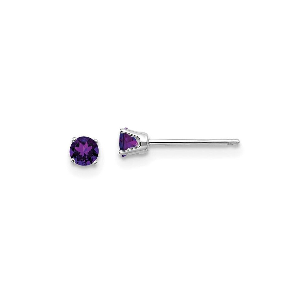 14K White Gold 3 mm Amethyst Stud Earrings