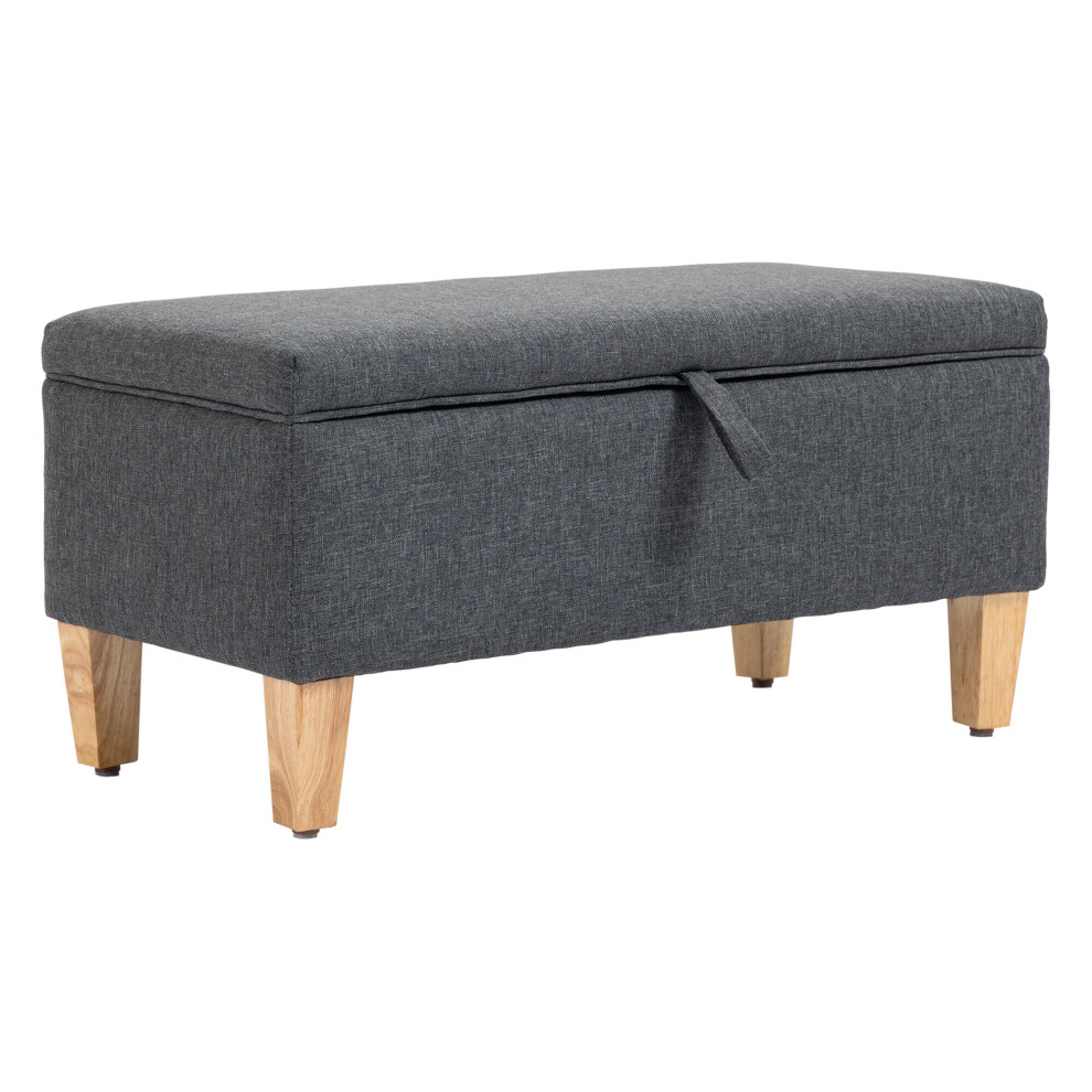 Homcom Linen Storage Ottoman Box Toy Chest Footstool Rubberwood Legs