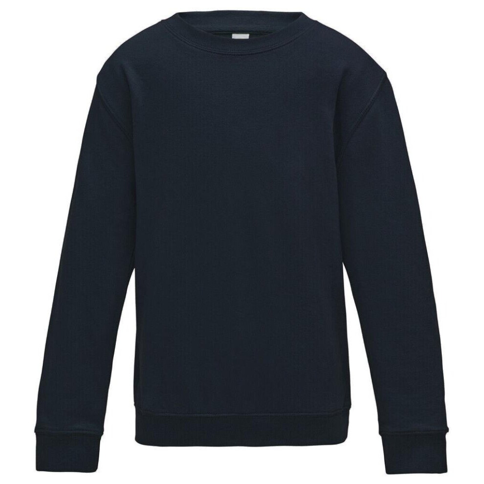 (13 Years, Navy) Kids Sweatshirt Crew Neck Plain Lightweight Jumper