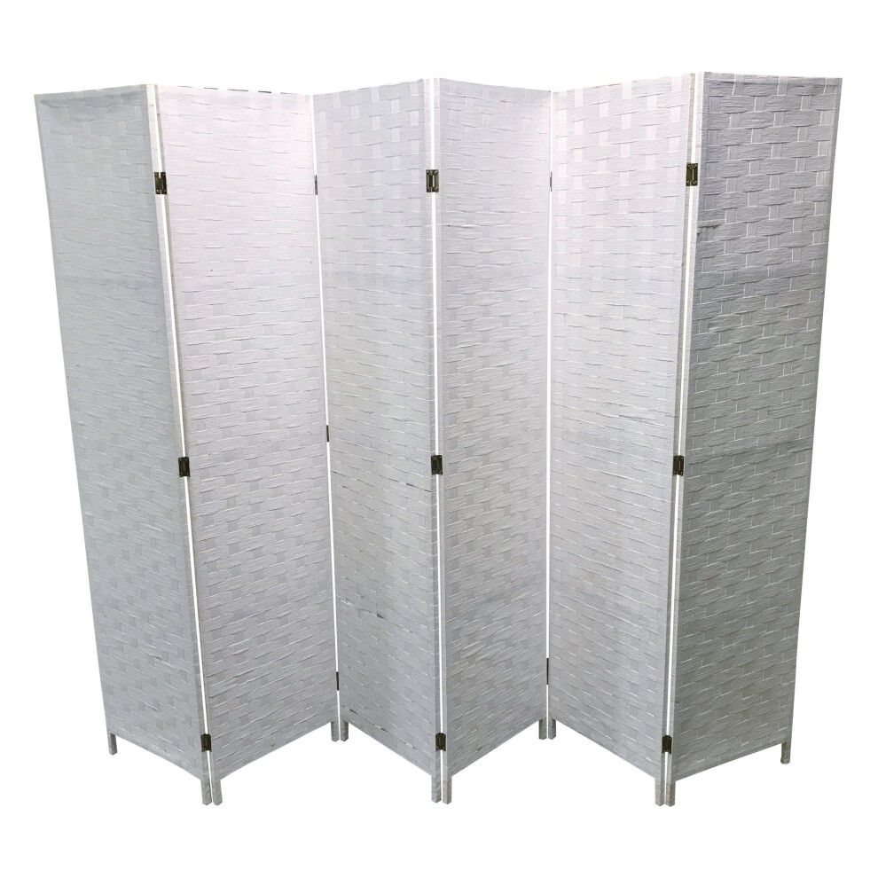 (6 PANEL) WHITE 4/6 PANEL WICKER ROOM DIVIDER PARTITION