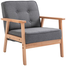 Homcom Retro Accent Single Chair Beech Wood Frame Armchair Cushion