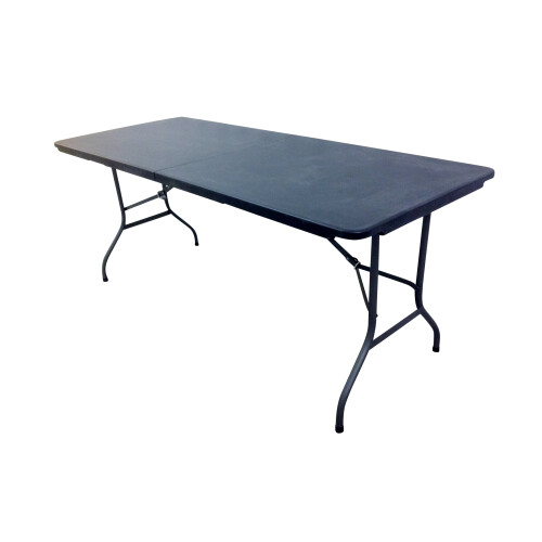 (BLACK) 6FT 1.8M FOLDING PLASTIC TRESTLE TABLE HEAVY DUTY 1