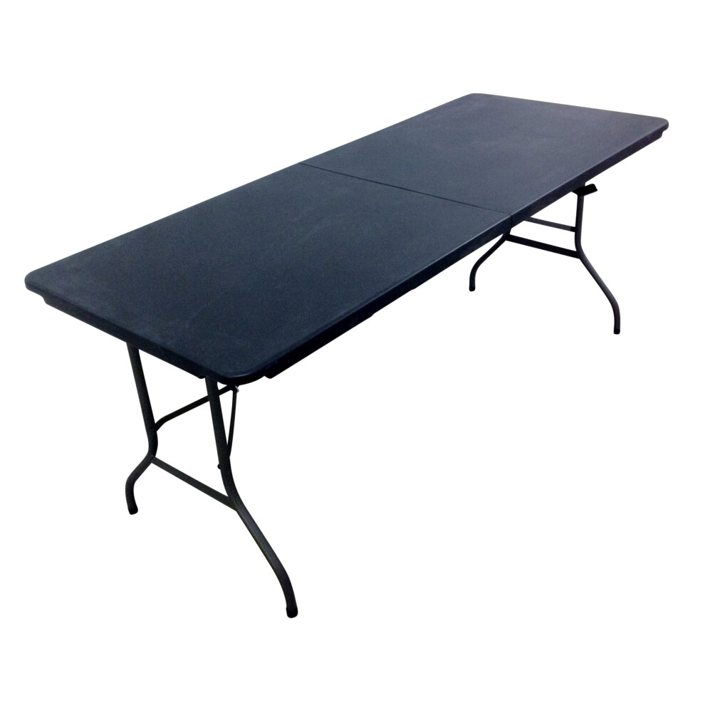 (BLACK) 6FT 1.8M FOLDING PLASTIC TRESTLE TABLE HEAVY DUTY