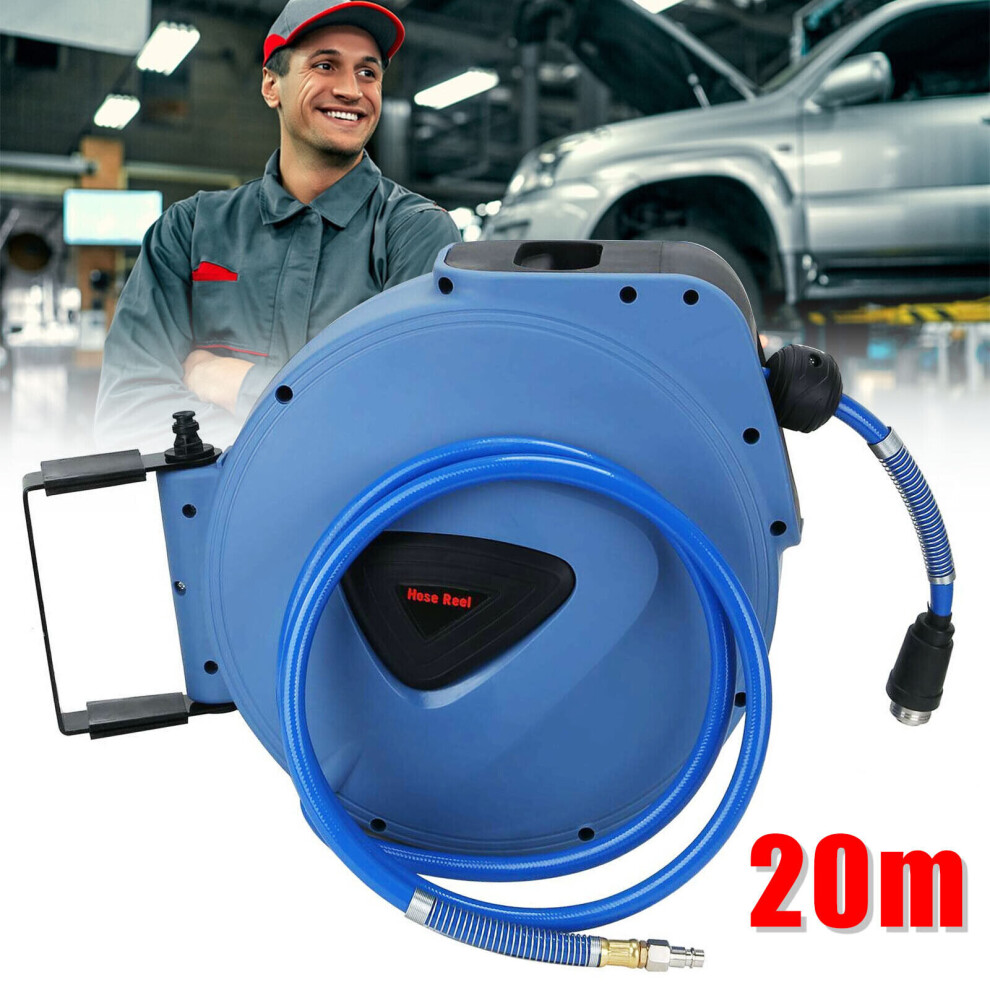 20M Compressed Air Hose Reel Compressor Pneumatic Drum Garage Workshop 