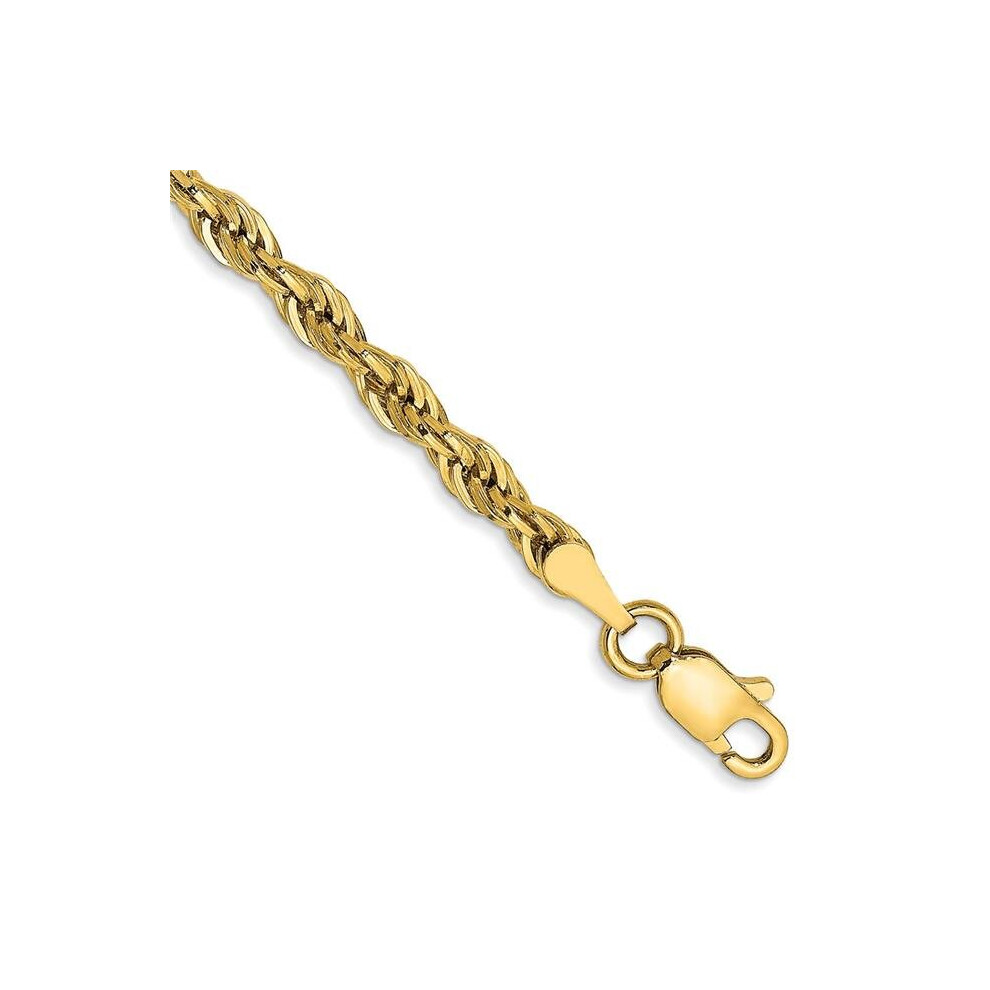 10K Yellow Gold 3 mm Semi-Solid Rope Chain 7 in. Bracelet