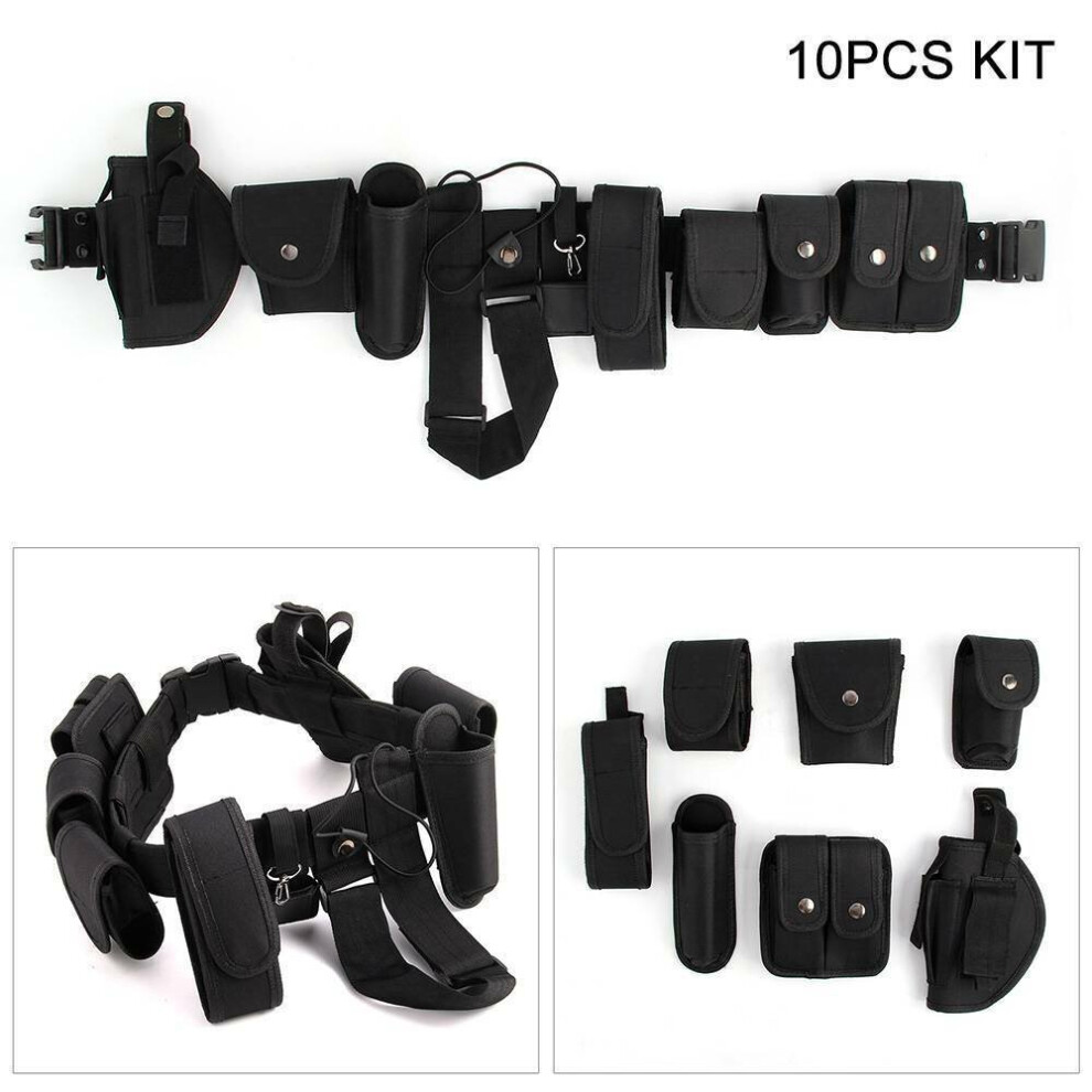 Police Belt Police Guard Tactical Belt Security 9 Components Pouches