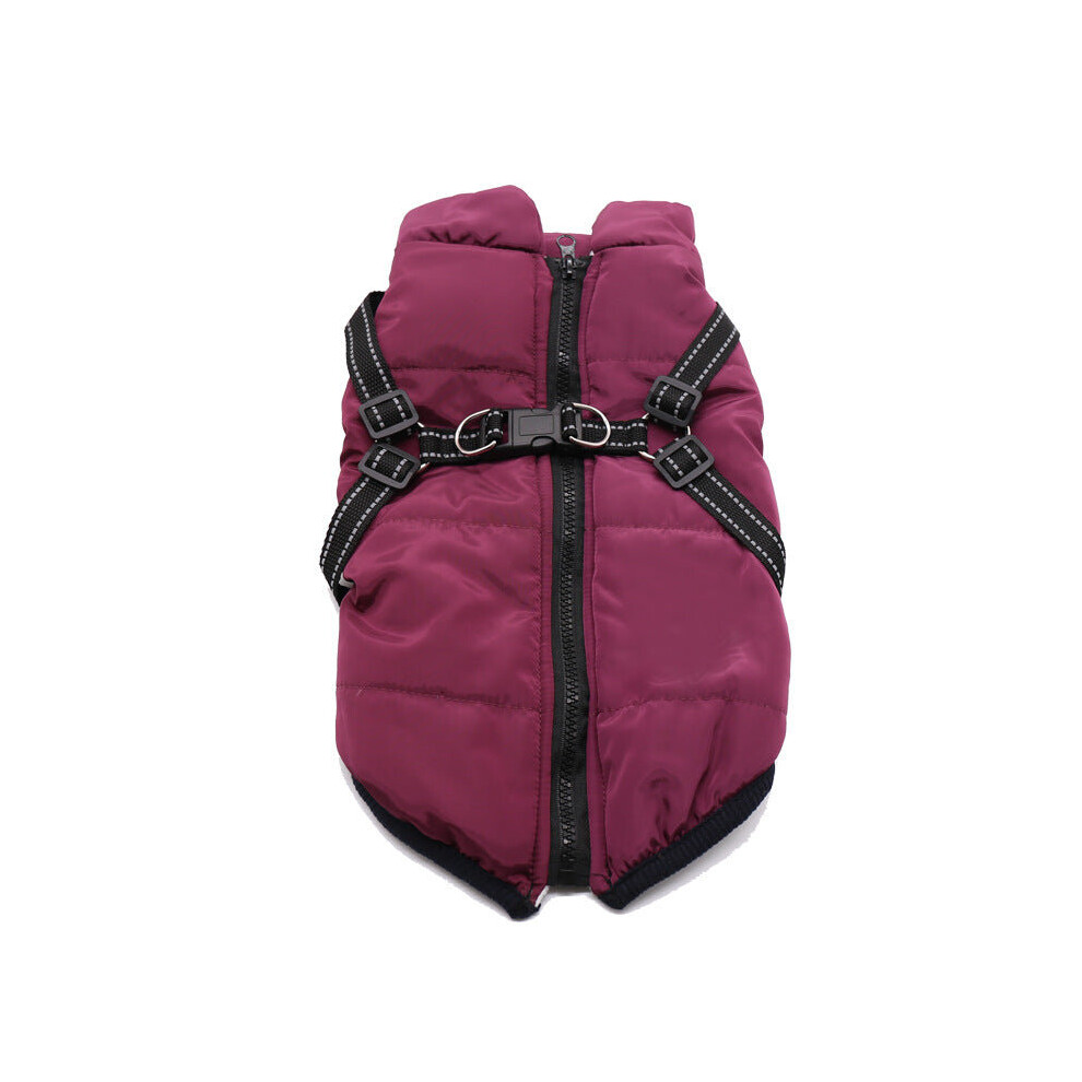 (Purple, M) No Pull Harness Warm Dog Jacket