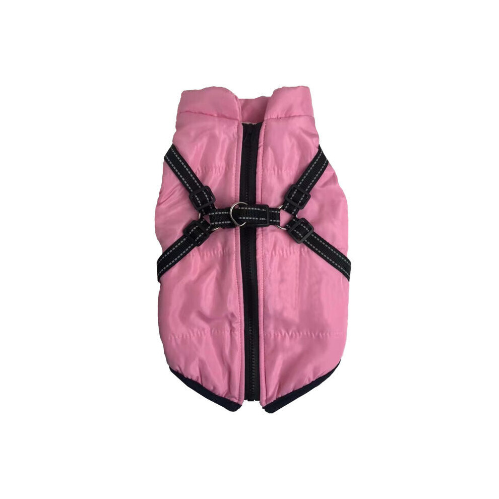 (Pink, S) No Pull Harness Warm Dog Jacket