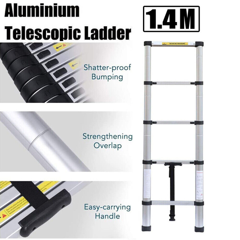 1.4M Aluminium Telescopic Ladder Multi-Purpose Extendable 5 Step Lader