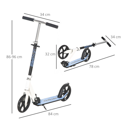 Homcom HOMCOM Kick Scooter Commuter Adjustable Height Wheels Foldable Aluminium White 1