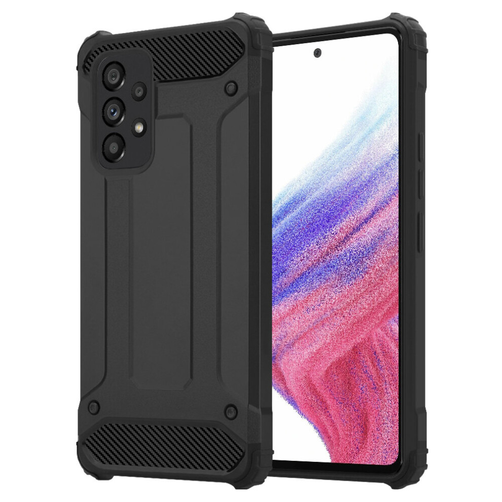 (Black) Samsung Galaxy A53 5G Case Dual Layer Armor Cover Black 5056298015177