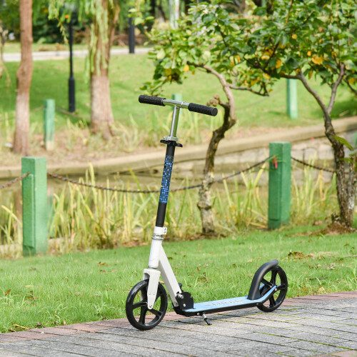 Homcom HOMCOM Kick Scooter Commuter Adjustable Height Wheels Foldable Aluminium White 2