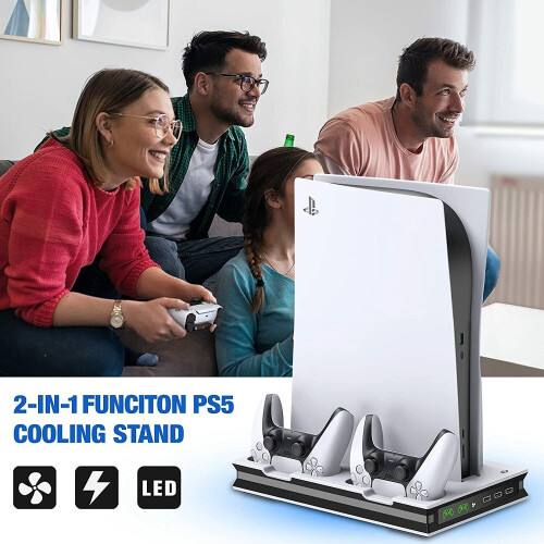 Voor PS5 Console Stand met 2 Koelventilatoren Voor PS5 Controller Lader 2