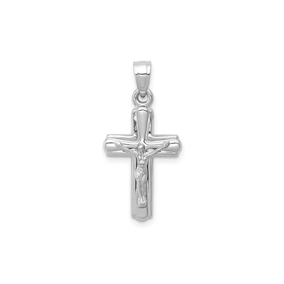 14K White Gold Reversible Crucifix Pendant