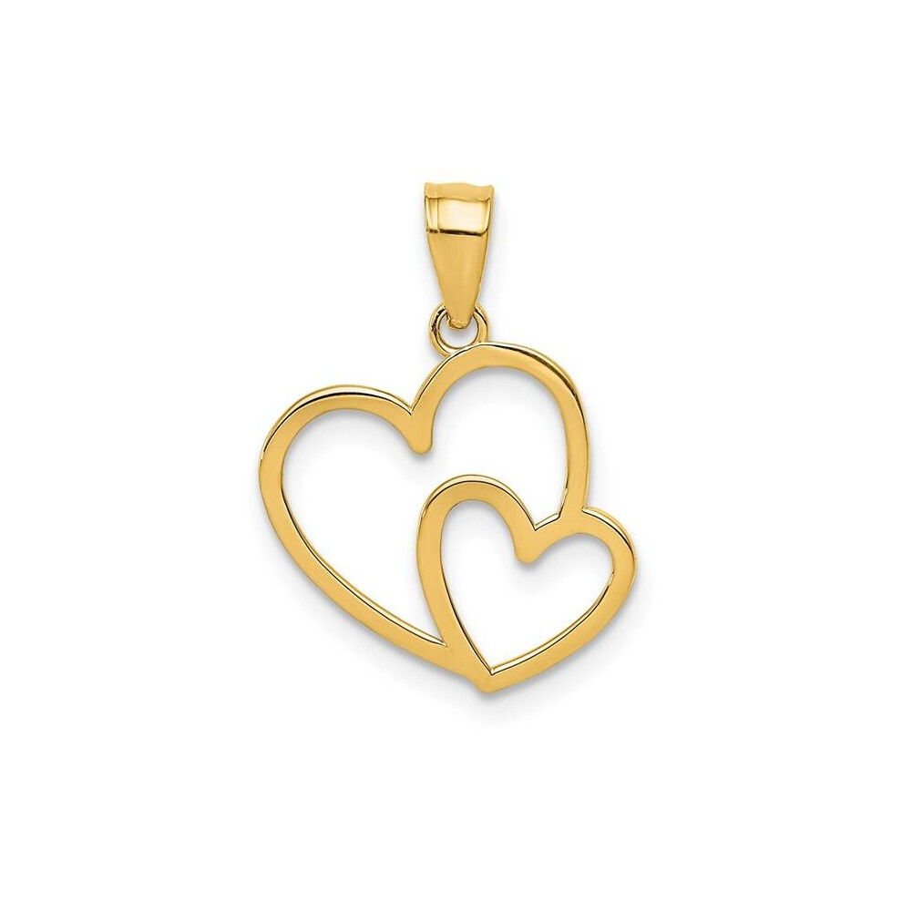 14K Yellow Gold Polished Double Heart Pendant-image-OPC-PB9TWVP-NEW