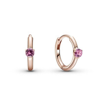 Pandora Pink Solitaire Huggie Hoop Earrings 289304C03