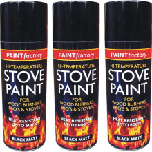 3 x 400ml Heat Resistant Black Spray Paint Stove Exhaust