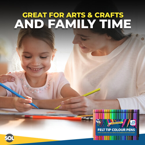 SOL 50 x Felt Tip Pens | Pen Assorted Colours Art Colouring Pens 2