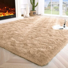 (200X290 CM, Beige) Exrta Large Rugs Shaggy Living Room Rug Carpet