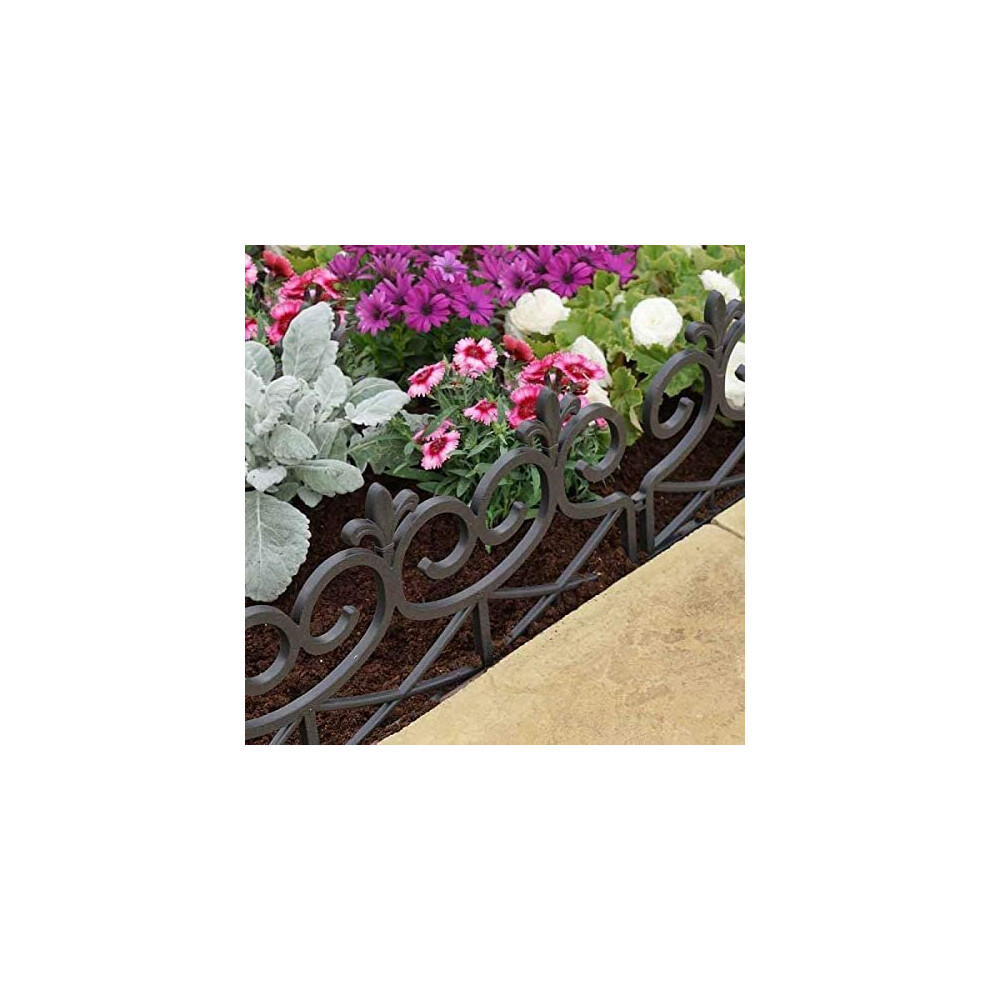 4pc Victorian Iron Scroll Decorative Garden Patio Edging Black Plastic
