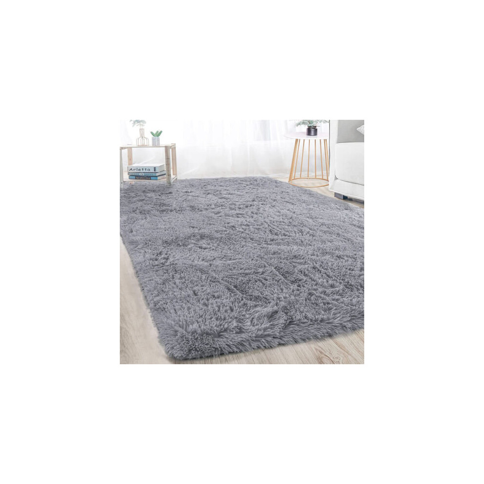 (120X170 CM, Grey) Shaggy Rugs Living Room Area Rug Runner Carpet Mat