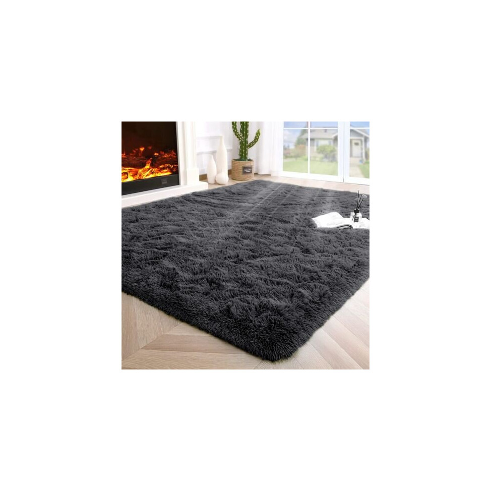 (80X150 CM, Black) Shaggy Rugs Living Room Area Rug Runner Carpet Mat