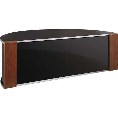 MDA Designs Sirius 1200 Remote Friendly Beam Thru Glass Door Walnut/High Gloss Piano Black 40