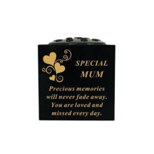 Graveside Memorial Rose Bowl - Black & Gold Plastic Vase for Mum, 14x14 cm, Remembrance Message: Special Mum