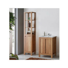 Bathroom Cabinets Set Vanity Unit Basin Tall Shelving Oak Effect Classic