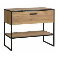 Countertop Vanity Unit 900mm Drawer Black Steel Oak Effect Loft Brook