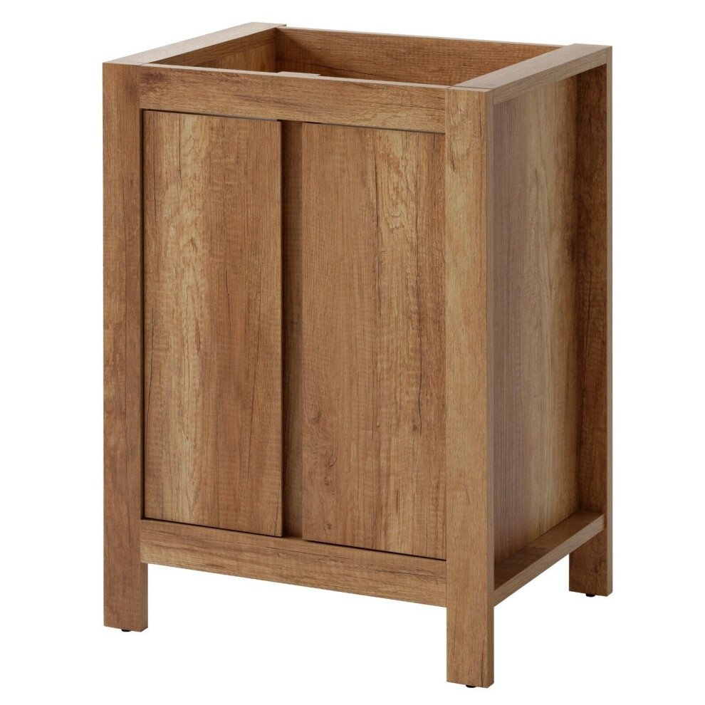 Vanity Unit 600 Bathroom Freestanding Sink Cabinet Oak Effect Classic