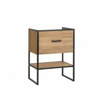 Vanity Unit 600 Bathroom Floor Cabinet Loft Black Steel Oak Effect Brook